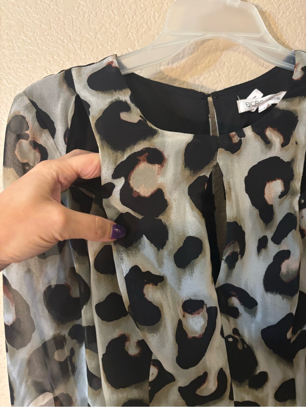BCBGeneration Romper Size 8 Leopard Print Black, Cream, Brown Open Slits Flowy - Picture 7 of 16